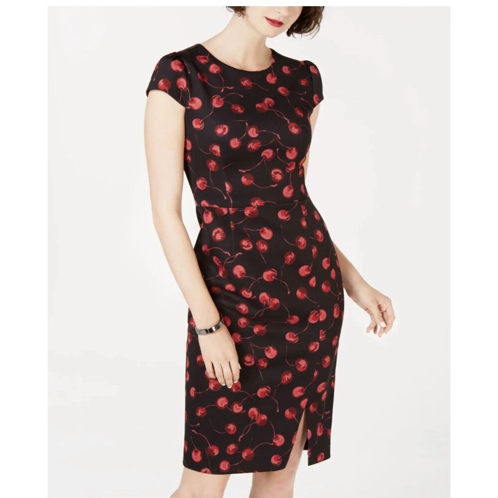 Betsey Johnson Cherry Bomb Sheath Dress Sz 18W Retro Pinup Rockabilly Punk Goth